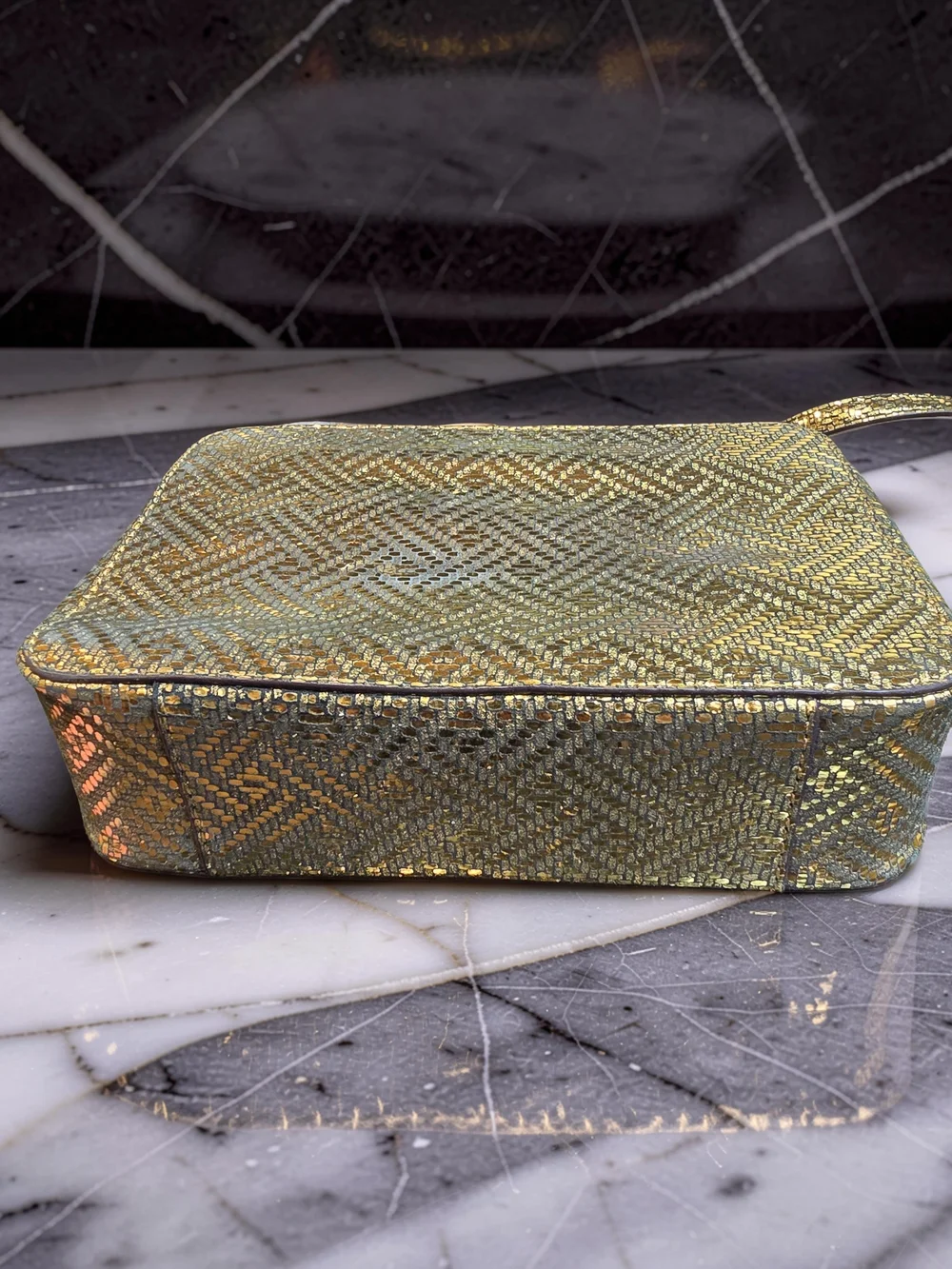 Michael Kors Ginny Camera Bag Metallic Gold Woven Crossbody